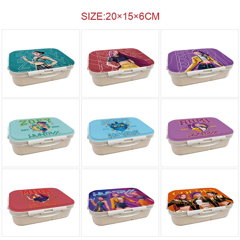 K-POP Inspired Bento Lunch Box – Eco-Friendly Wheat Straw Fiber Bento Box with 4 Compartments & Lid, Microwave Safe Thermal Food Container for Students & Office Workers